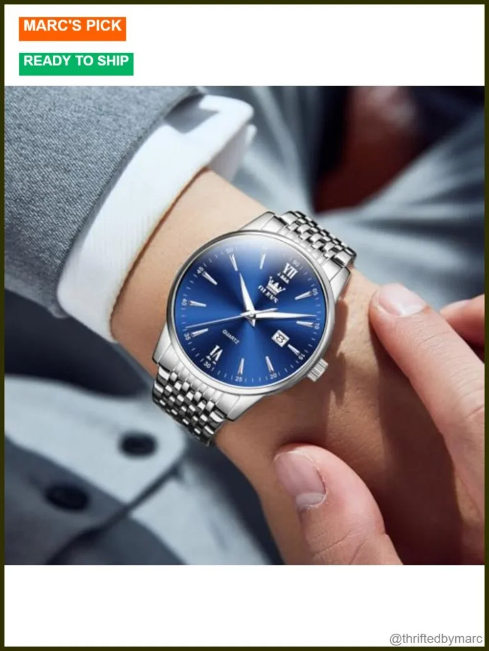Mens Classic Luxury Waterproof Quartz Stainless Steel Dress Watch